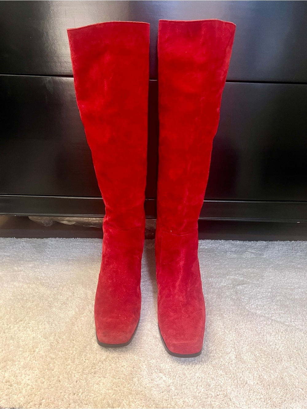 Vintage Yves Saint Laurent Red Knee-High Suede Boots. Sz 6.5. Rare